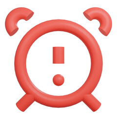 Red alarm exclamation clock check icon 3D PNG symbolic