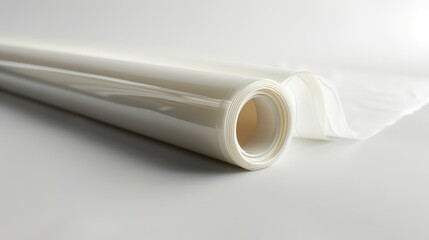 Roll of white paper, smooth layer, close-up, on a white background, high resolution, professional photography