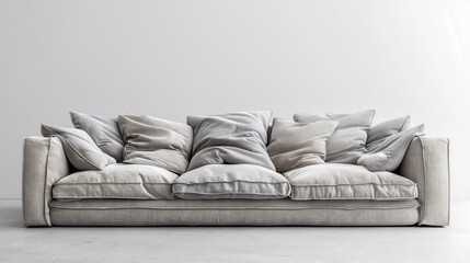  A plush, designer sofa, invitingly comfortable and effortlessly stylish in a bright, minimalist setting
