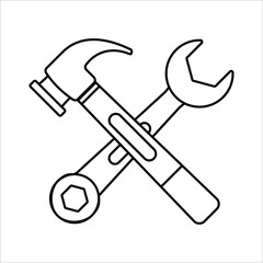 tools vector illustration design. Suitable for coloring book, t-shirt, sticker, etc. Eps 10