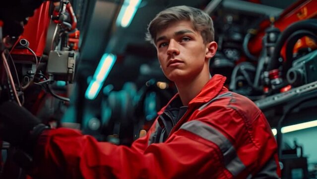 A car repair shop or wheel installation service center, adjust the car's underbody sensors and set its wheel balance before repairing wheels and suspension.