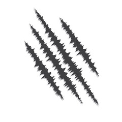 Animal claw scratches and marks. Icon, flat style, black silhouette. Vector isolated on white background. Scratches from cat, tiger, lion, dog, jaguar, bear, puma, leopard.7891