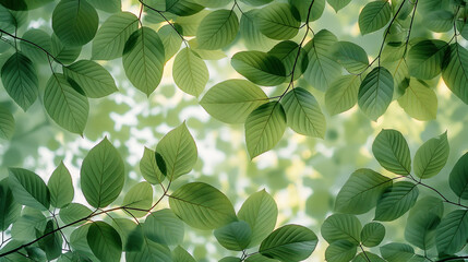 Fresh Green Foliage Bathed in Soft Light - A Symbol of Spring Renewal