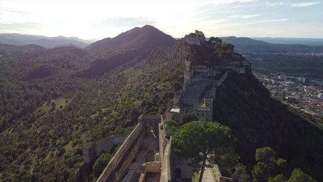 Spain Xativa Castle Drone view