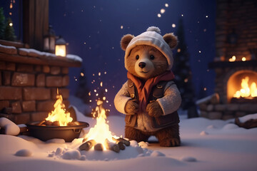 Cute bear cub in the house