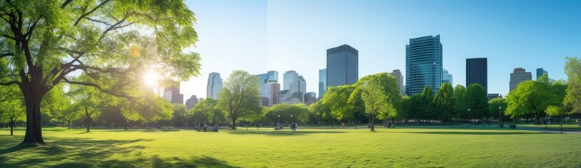 Obraz premium Metropolitan Greenery: Panoramic Vista of Central City Park, a Vibrant Urban Escape