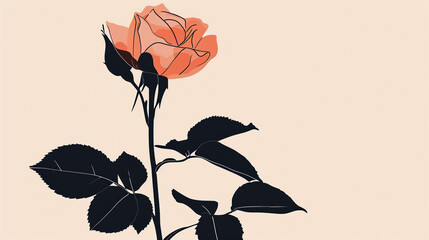 A minimalist clip art of a single rose, with bold lines and a striking silhouette.