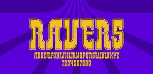 Musical font for electronic techno and trance music titles and logos and band or DJ names, vector typeface in a style of electronic music, modern display typography.