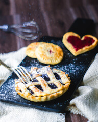 blueberry pie and strawberry pie heart shape