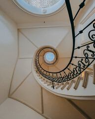 white spiral staircase taken from above