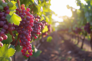 Black grapes bunch at agriculture field