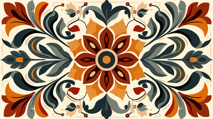 A retro-style clip art of a flower pattern, with vintage colors and repeating motifs.