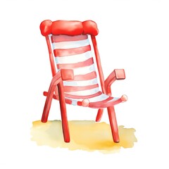 A watercolor of  Beach chair armrest cooler clipart, isolated on white background