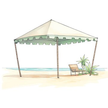 beach tent watercolor scene clip art preview