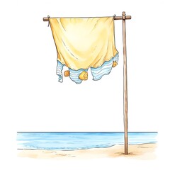 A watercolor of  Beach towel clipart, isolated on white background - obrazy, fototapety, plakaty