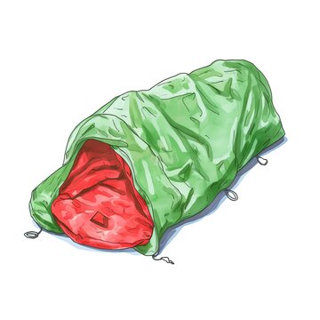 green sleeping bag red interior clip art preview