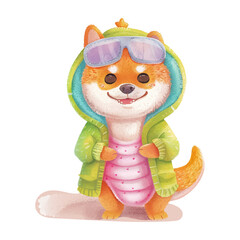 Fototapeta premium shiba inu dog wearing dino costume sport