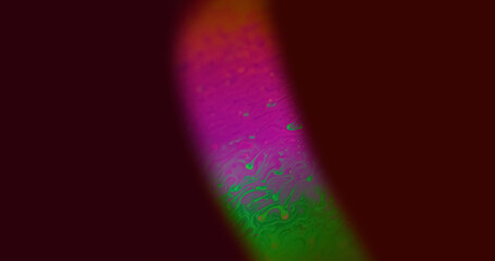 Color drip. Lsd paint spill. Defocused neon green red pink gradient fluid ink pigment oil swirl...