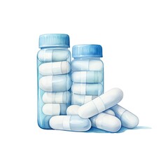 A watercolor of  Water purification tablets or filter clipart, isolated on white background
