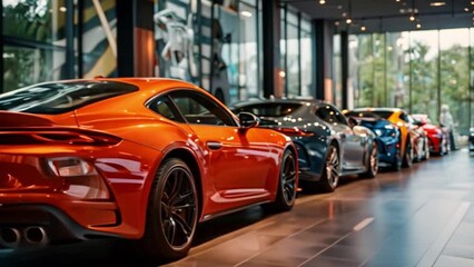 A new car showroom. of car dealers Service shops and new car sales	
