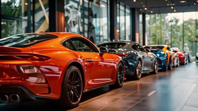 A new car showroom. of car dealers Service shops and new car sales	
