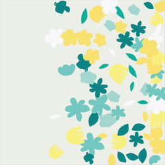 Fashionable frame of flowers. Spring background design, colorful bright flowers, decorative beautiful garden. Place for text. Design for postcard, invitation, web. Vector illustration