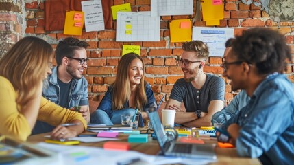 Students discussing project in classroom, ideal for educational and collaborative learning visuals.