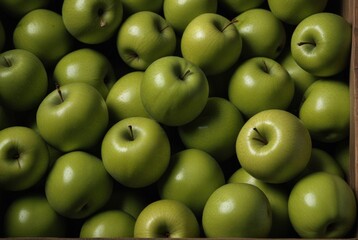 shelf with an apple top view, photo for a grocery store