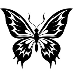 Flying butterfly with fiery wings vector silhouette illustration art