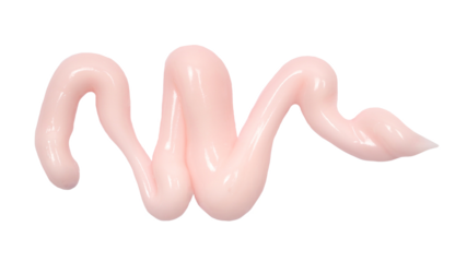 Pink cosmetic cream spilled isolated on white, clipping	