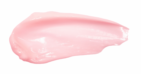 Pink cosmetic cream spread isolated on white, clipping path