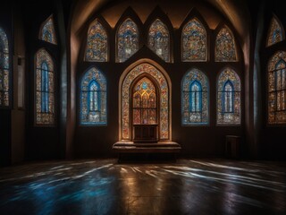 Fototapeta premium A Small Islamic Chapel IlluminatedMoonlight onSerene Night