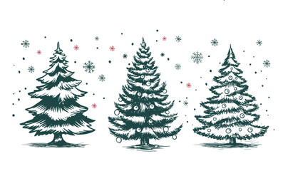 Christmas tree hand drawn illustration	
