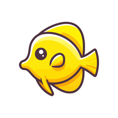 cute icon character yellowtang fish