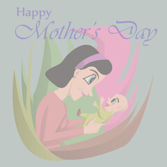 vector illustration of comic characters for mother's day