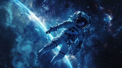 Astronauts floating in outer space