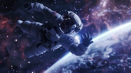 Astronauts floating in outer space