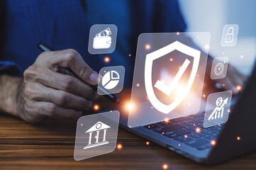 Businessman investment in insurance for protect risk of business. Insurance for risk management...