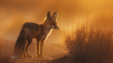 An ethereal shot of a  fox in the Chihuahuan Desert 