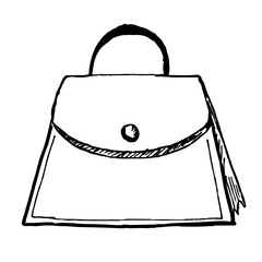 A woman s handbag. Fashion and beauty. A sketch. A hand-drawn drawing. A design element. Clip-Art