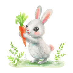 rabbit bite carrot white background 