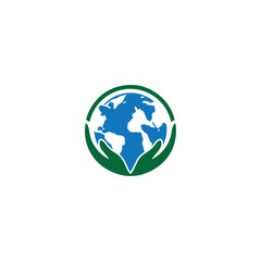 Fototapeta premium world-logo-with-globe-and-people-human illustration