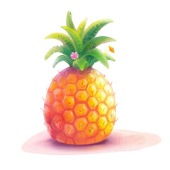 pineapple fruit white background watercolor