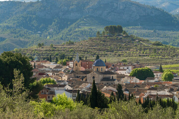 Beautiful landscape with Beniarrés town on background, in the morning