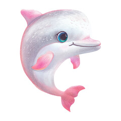 watercolor of dolphin white background 