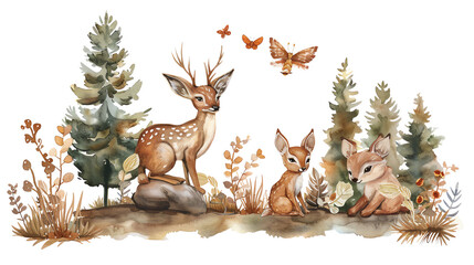 Obraz premium The image shows a group of animals in the forest