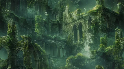 Poster Monde féerique The image is a digital painting of a ruined city  © MAY