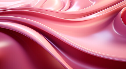 3D render, abstract colorful background with waves of liquid metal in pastel red and pastel pink colors, fluid shapes, fluid design,