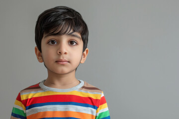 Cute little boy wearing strip shirt.