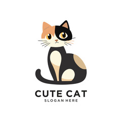 cute cat logo design vector illustration